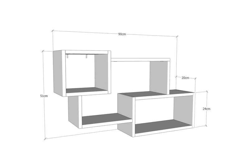 Myrvallen Væghylde 90 cm - Brun / hvid - Væghylde & vægreol