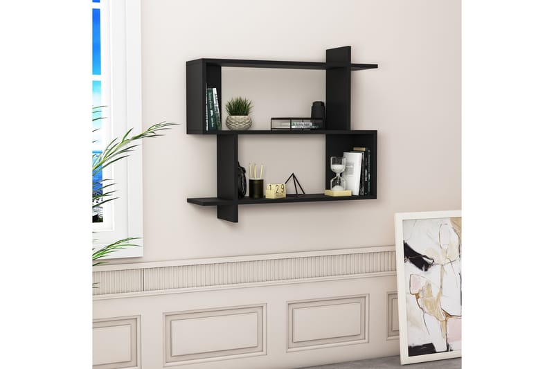 Nanakuni Vægreol 90x22 cm 3 Hylder - Sort - Opbevaring - Hylder & Reoler - Væghylde & vægreol