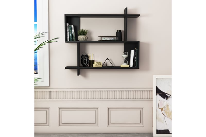 Nanakuni Vægreol 90x22 cm 3 Hylder - Sort - Opbevaring - Hylder & Reoler - Væghylde & vægreol