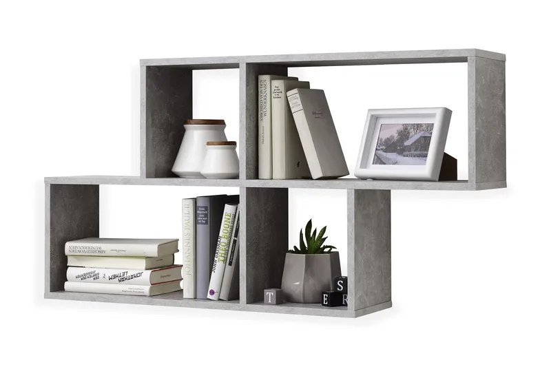 Nora Væghylde 100 cm, Hvid/Beton