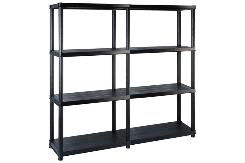 opbevaringsreol 4 hylder 122x30,5x130 cm plastik sort - Sort - Opbevaring - Hylder & Reoler - Væghylde & vægreol