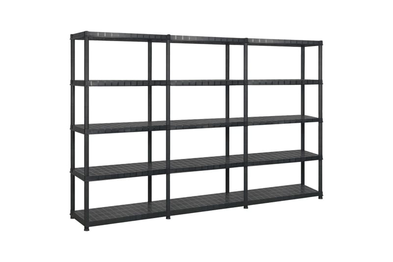 opbevaringsreol 5 hylder 255x40x185 cm plastik sort - Sort - Opbevaring - Hylder & Reoler - Væghylde & vægreol