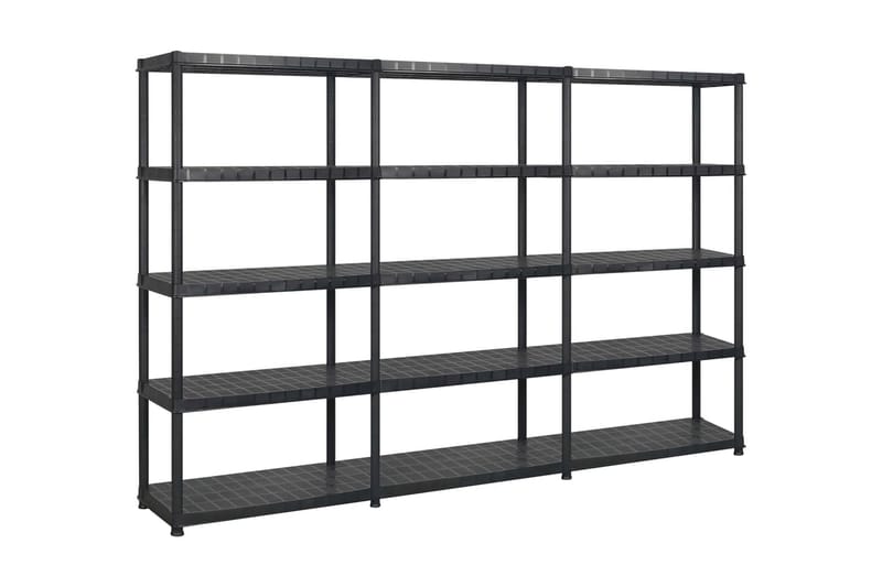 opbevaringsreol 5 hylder 274,5x45,7x185 cm plastik sort - Sort - Opbevaring - Hylder & Reoler - Væghylde & vægreol