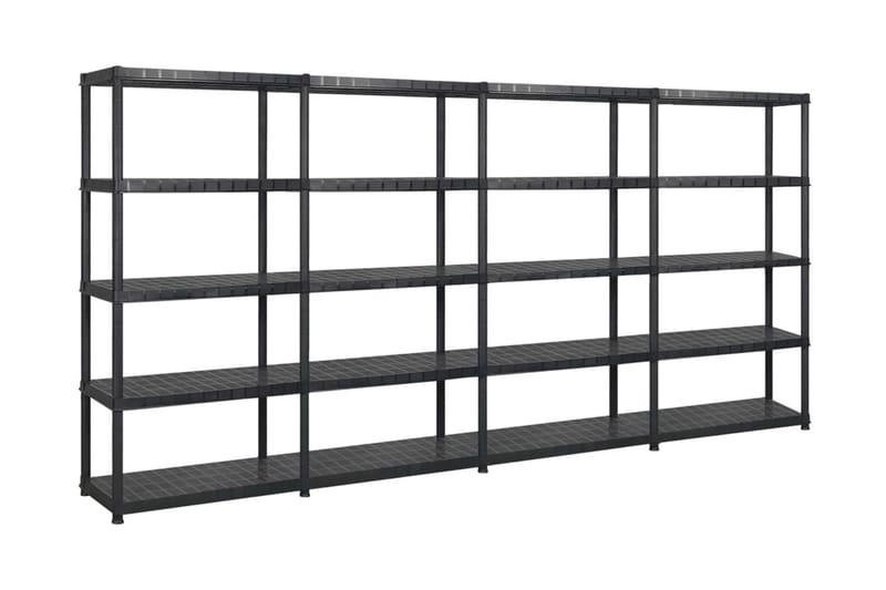 opbevaringsreol 5 hylder 340x40x185 cm plastik sort - Sort - Opbevaring - Hylder & Reoler - Væghylde & vægreol