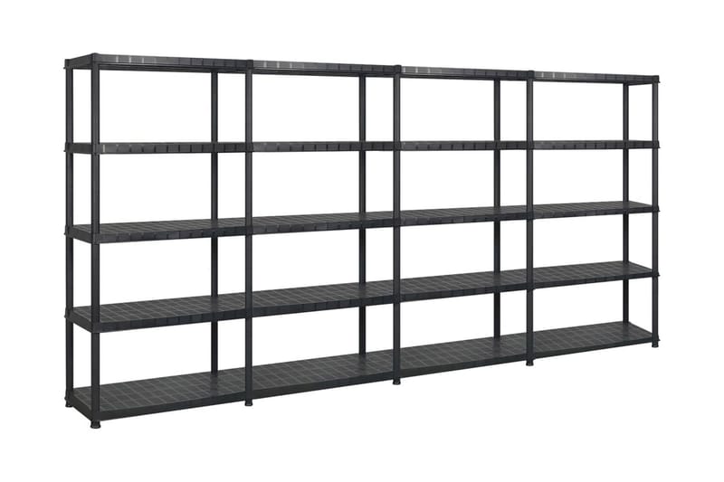 opbevaringsreol 5 hylder 366x45,7x185 cm plastik sort - Sort - Opbevaring - Hylder & Reoler - Væghylde & vægreol