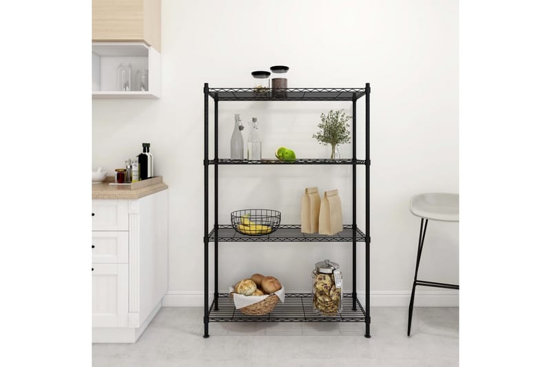 Opbevaringsstativ med 4 hylder 90x35x137 cm 200 kg sort - Sort - Opbevaring - Hylder & Reoler - Væghylde & vægreol