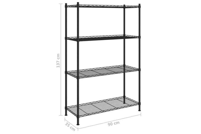Opbevaringsstativ med 4 hylder 90x35x137 cm 200 kg sort - Sort - Opbevaring - Hylder & Reoler - Væghylde & vægreol