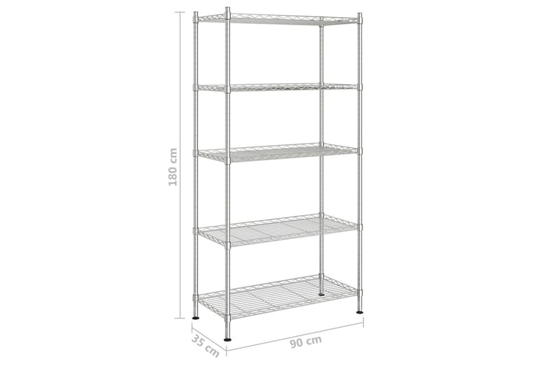 Opbevaringsstativ med 5 hylder 90x35x180 cm 250 kg krom - Sølv - Opbevaring - Hylder & Reoler - Væghylde & vægreol