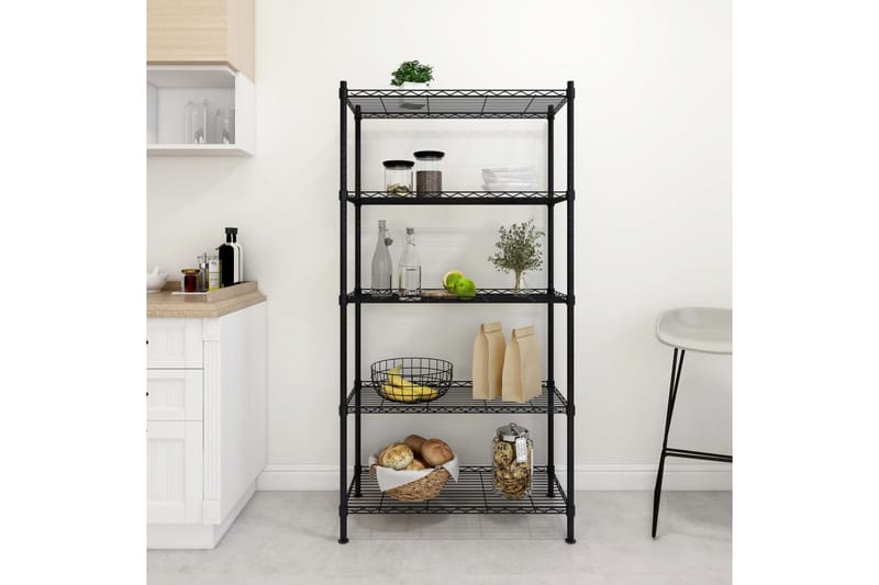 Opbevaringsstativ med 5 hylder 90x35x180 cm 250 kg sort - Sort - Opbevaring - Hylder & Reoler - Væghylde & vægreol