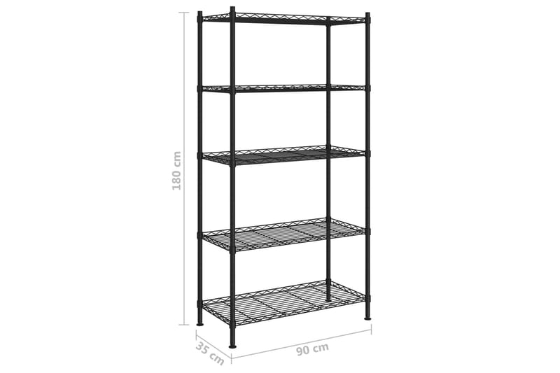 Opbevaringsstativ med 5 hylder 90x35x180 cm 250 kg sort - Sort - Opbevaring - Hylder & Reoler - Væghylde & vægreol