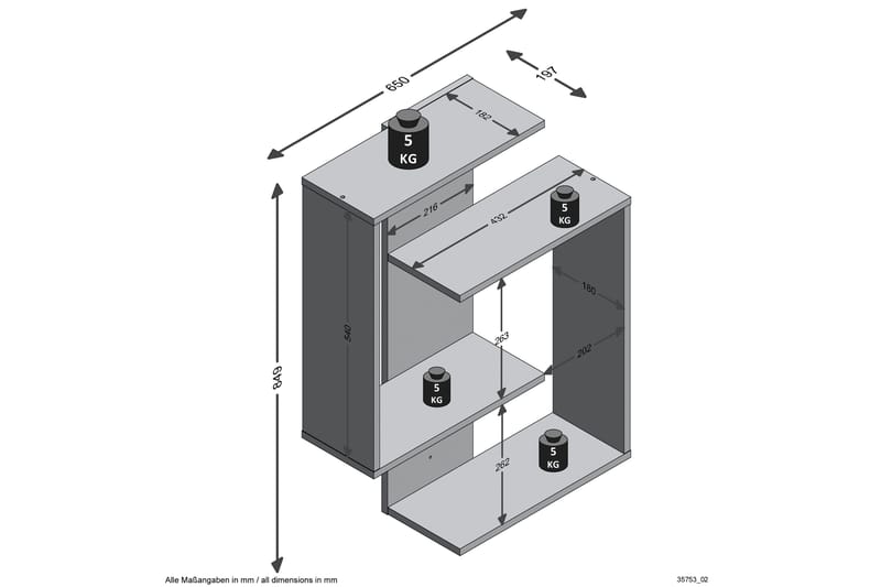 Prabhat Væghylde 44 cm - Brun - Opbevaring - Hylder & Reoler - Væghylde & vægreol