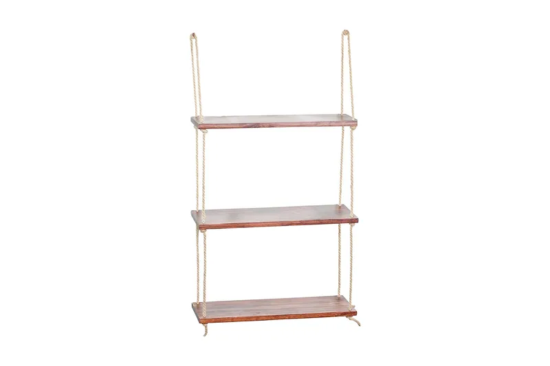 Pukkuri Vægreol 60x13 cm i Mørkt Træ, Brun