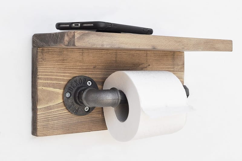 Pukkuri Papirsholder 30 cm - Brun / sort - Hus & renovering - Køkken & bad - Badeværelse - Badeværelsestilbehør - Toiletrulleholder