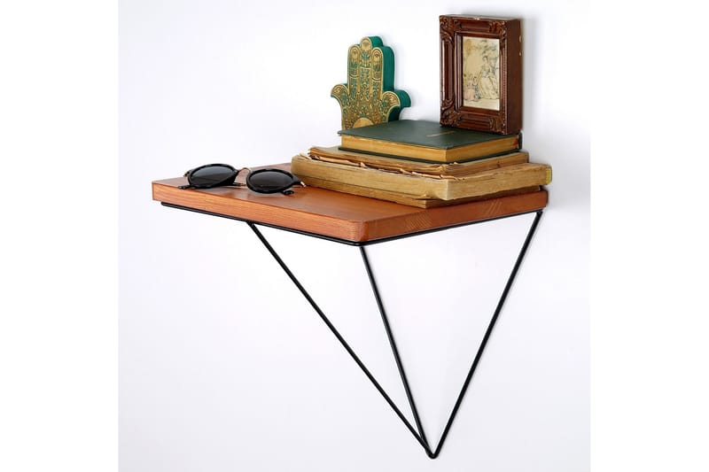 Pukkuri Papirsholder med hylde 33 cm - Brun / sort - Opbevaring - Hylder & Reoler - Væghylde & vægreol