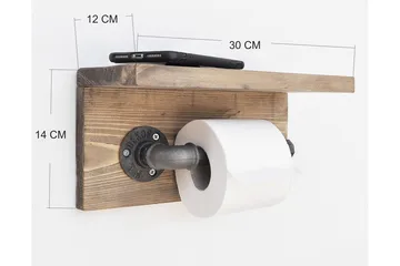 Pukkuri Papirsholder 30 cm - Brun / sort - Hus & renovering - Køkken & bad - Badeværelse - Badeværelsestilbehør - Toiletrulleholder
