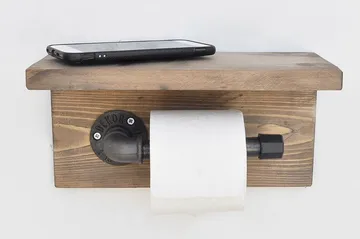 Pukkuri Papirsholder 30 cm - Brun / sort - Hus & renovering - Køkken & bad - Badeværelse - Badeværelsestilbehør - Toiletrulleholder