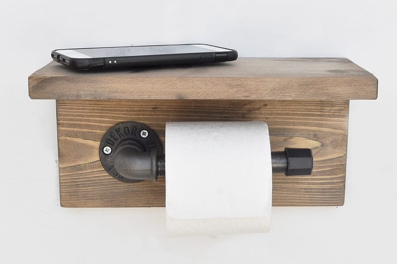 Pukkuri Papirsholder 30 cm - Brun / sort - Hus & renovering - Køkken & bad - Badeværelse - Badeværelsestilbehør - Toiletrulleholder