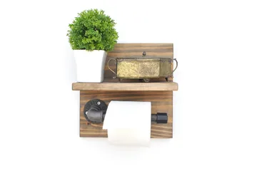 Pukkuri Papirsholder 14 cm - Brun / sort - Hus & renovering - Køkken & bad - Badeværelse - Badeværelsestilbehør - Toiletrulleholder
