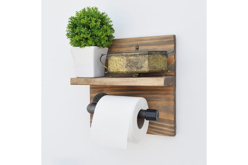 Pukkuri Papirsholder 14 cm - Brun / sort - Hus & renovering - Køkken & bad - Badeværelse - Badeværelsestilbehør - Toiletrulleholder