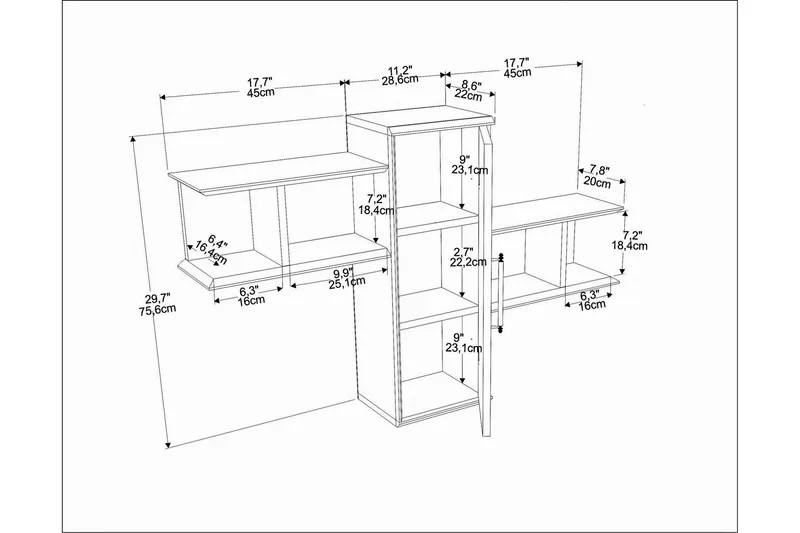 Rinorea Væghylde 118,6x51,8 cm - Brun - Opbevaring - Hylder & Reoler - Væghylde & vægreol