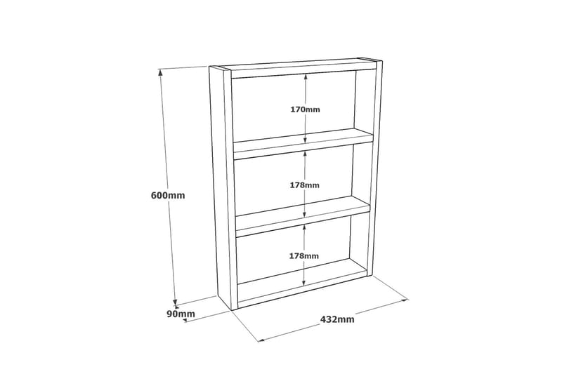 Rinorea Væghylde 43,2x60 cm - Antracit - Opbevaring - Hylder & Reoler - Væghylde & vægreol