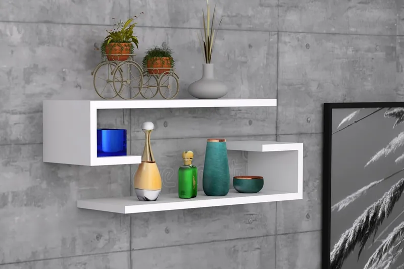 Sergoit Væghylde 60x20 cm 4 Hylder, Hvid