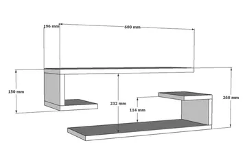 Sergoit Væghylde 60x20 cm 4 Hylder - Hvid - Opbevaring - Hylder & Reoler - Væghylde & vægreol