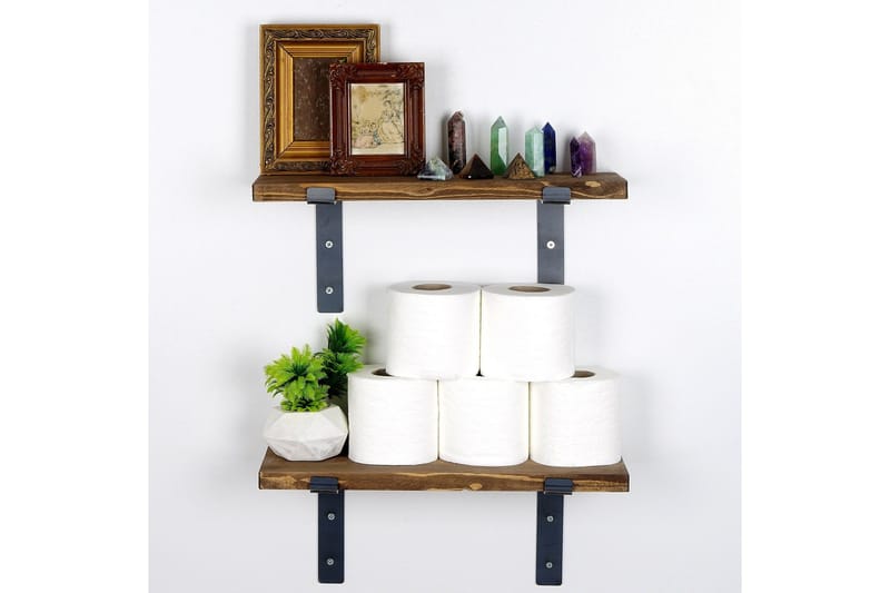 Slovinski Væghylde 40 cm - Sort/Valnød - Opbevaring - Hylder & Reoler - Væghylde & vægreol