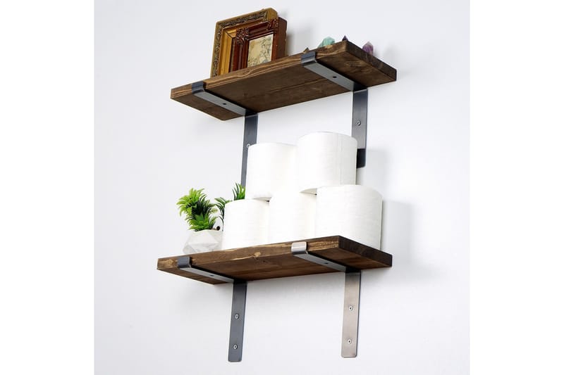 Slovinski Væghylde 40 cm - Sort/Valnød - Opbevaring - Hylder & Reoler - Væghylde & vægreol