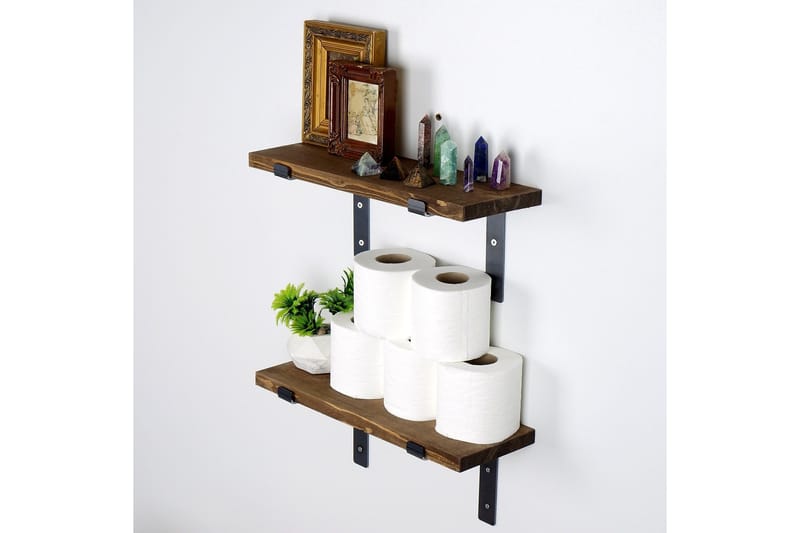 Slovinski Væghylde 40 cm - Sort/Valnød - Opbevaring - Hylder & Reoler - Væghylde & vægreol