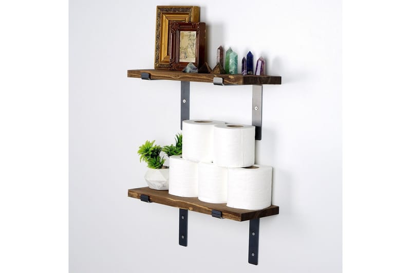 Slovinski Væghylde 40 cm - Sort/Valnød - Opbevaring - Hylder & Reoler - Væghylde & vægreol