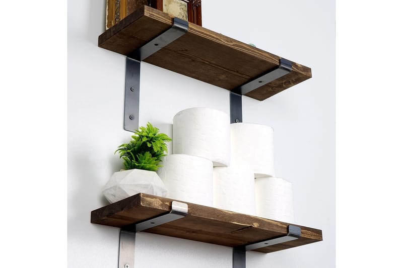 Slovinski Væghylde 40 cm - Sort/Valnød - Opbevaring - Hylder & Reoler - Væghylde & vægreol