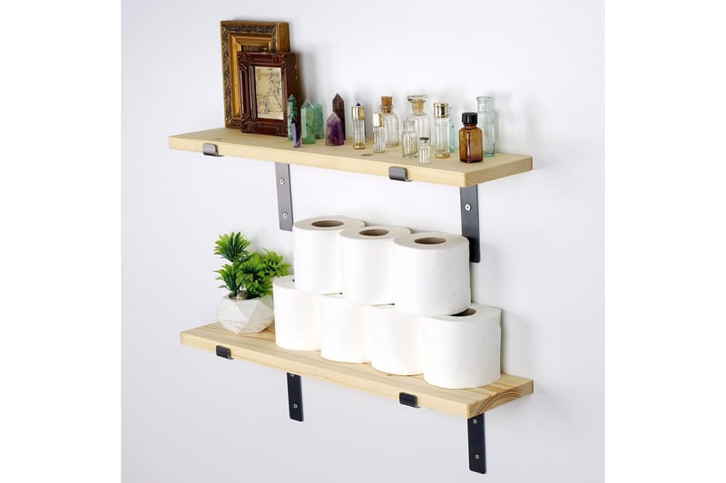 Straad Væghylde 60 cm - Sort/Valnød - Opbevaring - Hylder & Reoler - Væghylde & vægreol