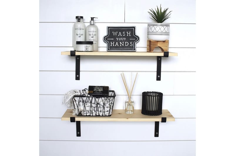 Straad Væghylde 60 cm - Sort/Valnød - Opbevaring - Hylder & Reoler - Væghylde & vægreol