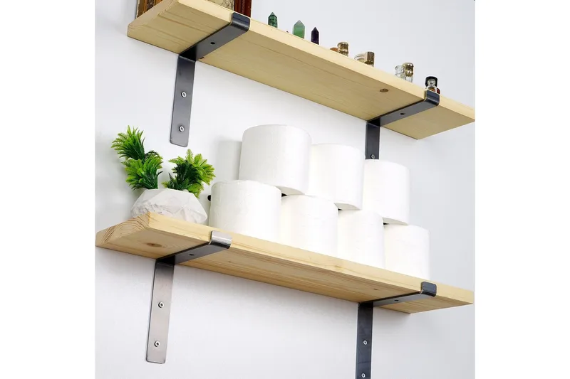 Straad Væghylde 60 cm - Sort/Valnød - Opbevaring - Hylder & Reoler - Væghylde & vægreol