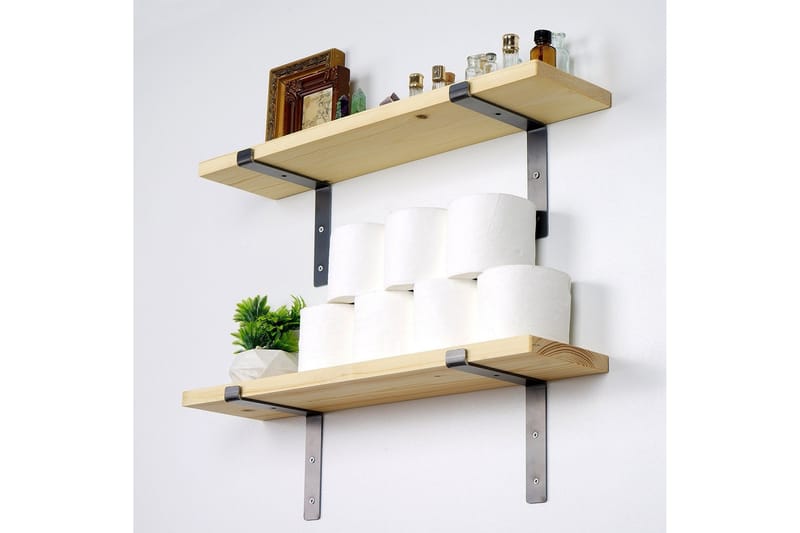 Straad Væghylde 60 cm - Sort/Valnød - Opbevaring - Hylder & Reoler - Væghylde & vægreol