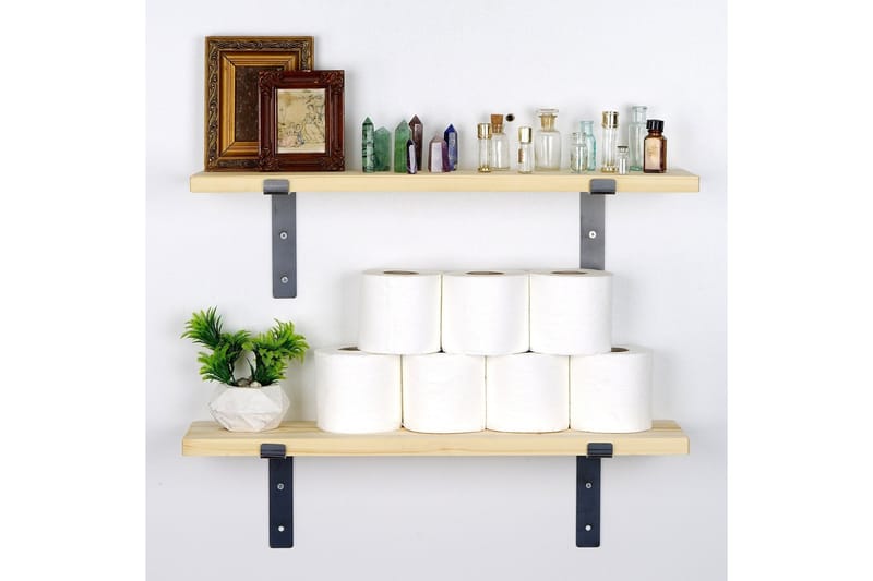 Straad Væghylde 60 cm - Sort/Valnød - Opbevaring - Hylder & Reoler - Væghylde & vægreol