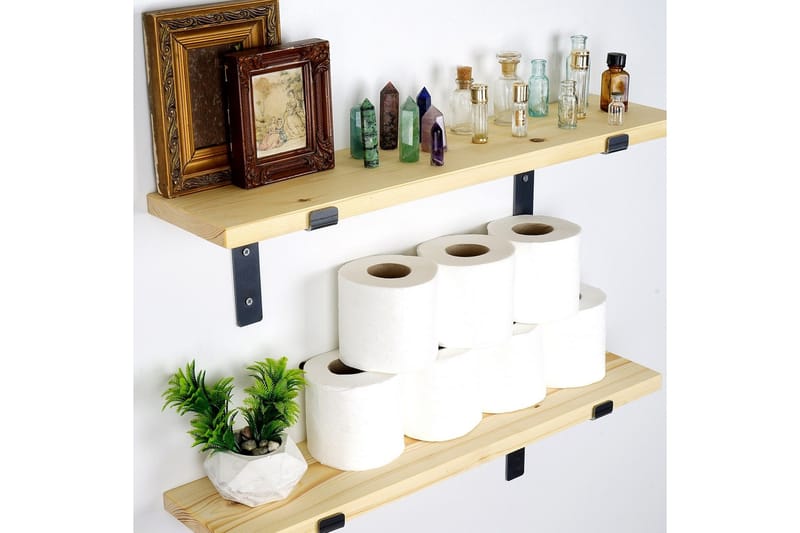 Straad Væghylde 60 cm - Sort/Valnød - Opbevaring - Hylder & Reoler - Væghylde & vægreol