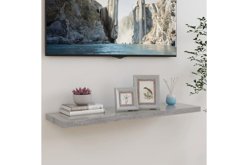 svævehylde 100x23,5x3,8 cm MDF betongrå - Grå - Opbevaring - Hylder & Reoler - Væghylde & vægreol