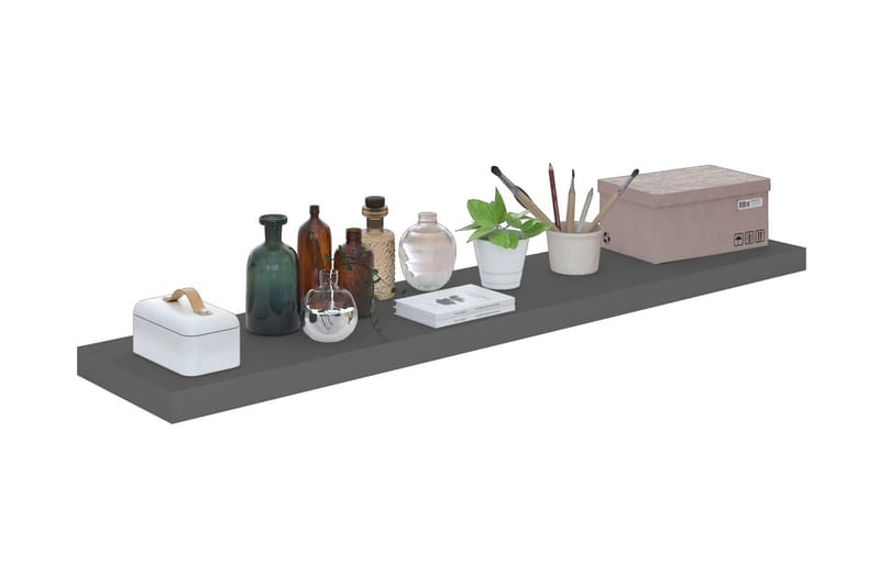 svævehylde 120x23,5x3,8 cm MDF grå højglans - Grå - Opbevaring - Hylder & Reoler - Væghylde & vægreol