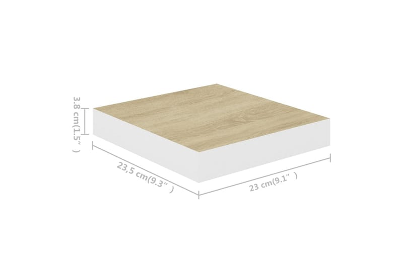 svævehylde 23x23,5x3,8 cm MDF egetræsfarvet og hvid - Hvid - Opbevaring - Hylder & Reoler - Væghylde & vægreol