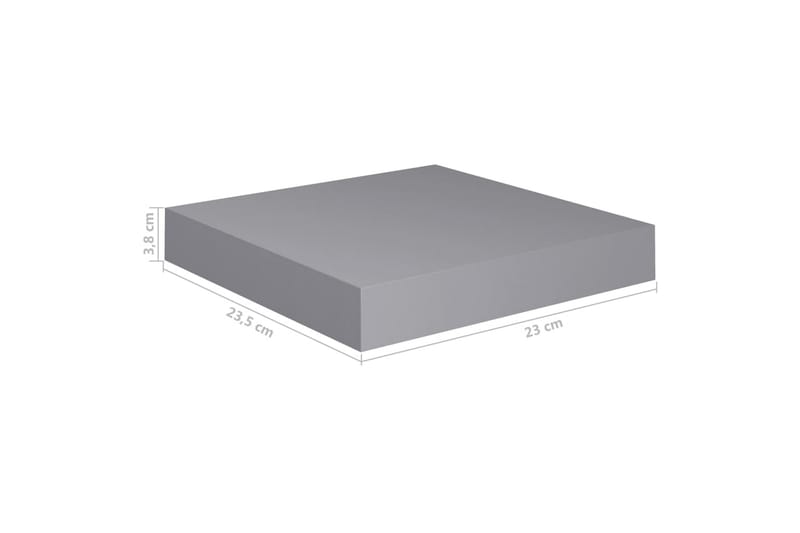 svævehylde 23x23,5x3,8 cm MDF grå - Grå - Væghylde & vægreol