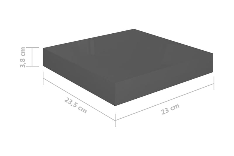 svævehylde 23x23,5x3,8 cm MDF grå højglans - Grå - Opbevaring - Hylder & Reoler - Væghylde & vægreol