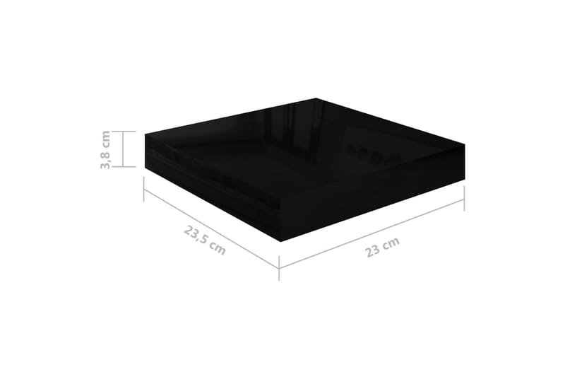 svævehylde 23x23,5x3,8 cm MDF sort højglans - Sort - Væghylde & vægreol