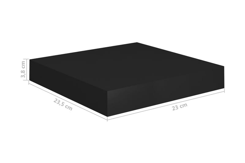 svævehylde 23x23,5x3,8 cm MDF sort - Sort - Væghylde & vægreol