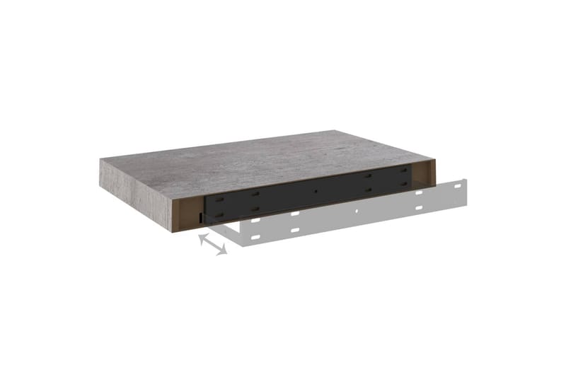 svævehylde 40x23x3,8 cm MDF betongrå - Grå - Opbevaring - Hylder & Reoler - Væghylde & vægreol