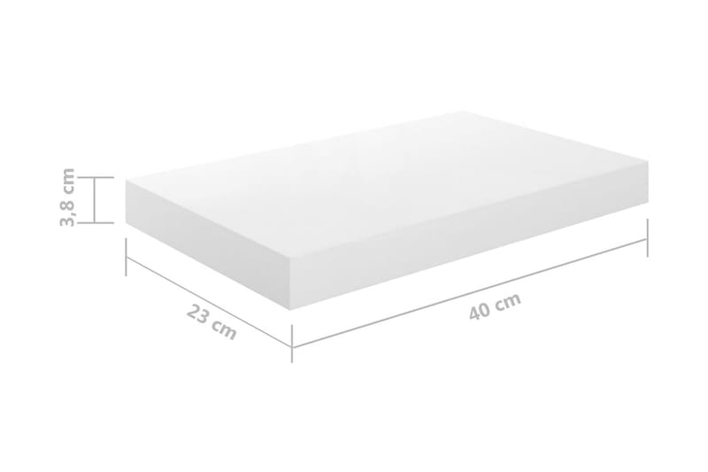 svævehylde 40x23x3,8 cm MDF hvid højglans - Hvid - Opbevaring - Hylder & Reoler - Væghylde & vægreol