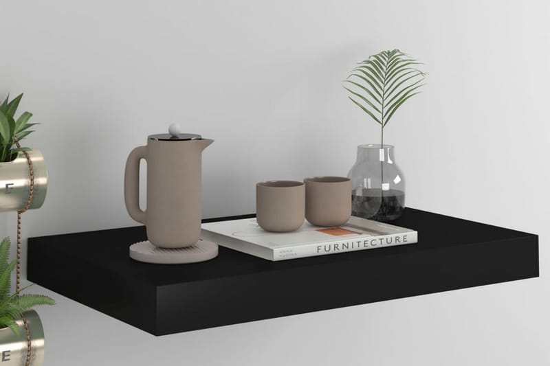 svævehylde 40x23x3,8 cm MDF sort - Sort - Opbevaring - Hylder & Reoler - Væghylde & vægreol