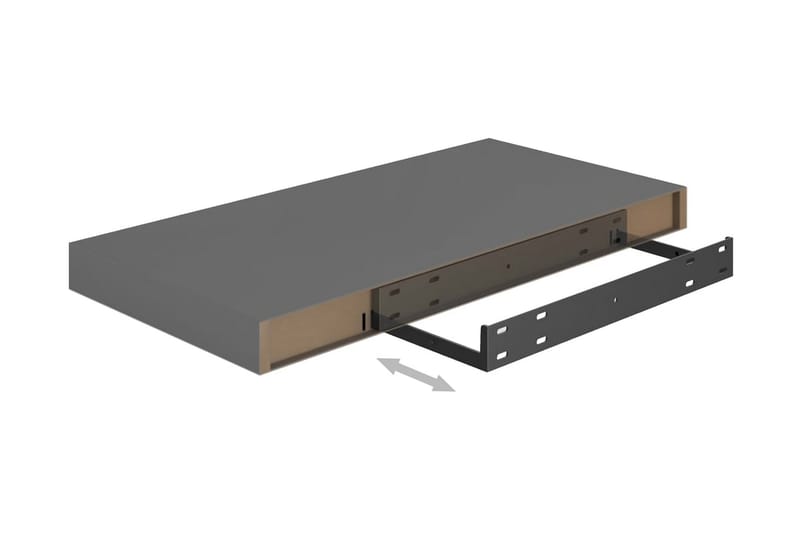 svævehylde 50x23x3,8 cm MDF grå højglans - Grå - Opbevaring - Hylder & Reoler - Væghylde & vægreol