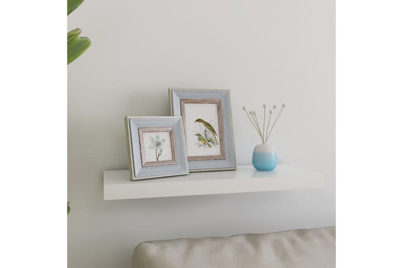 svævehylde 60x23,5x3,8 cm MDF egetræsfarve og hvid - Hvid - Opbevaring - Hylder & Reoler - Væghylde & vægreol